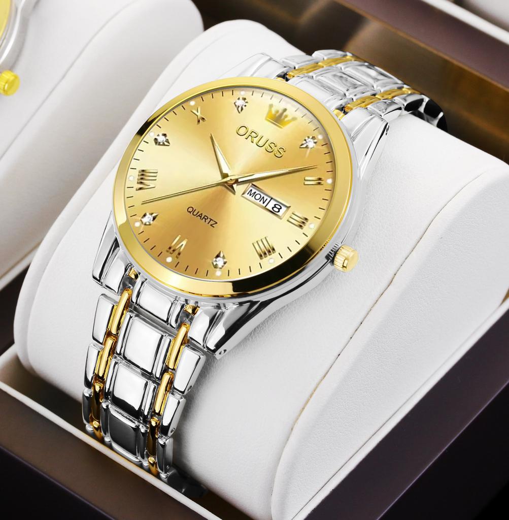 Men'S Fully Automatic Quartz Watch Luminous Waterproof Calendar Diamond-Encrusted Business Men'S Watch
