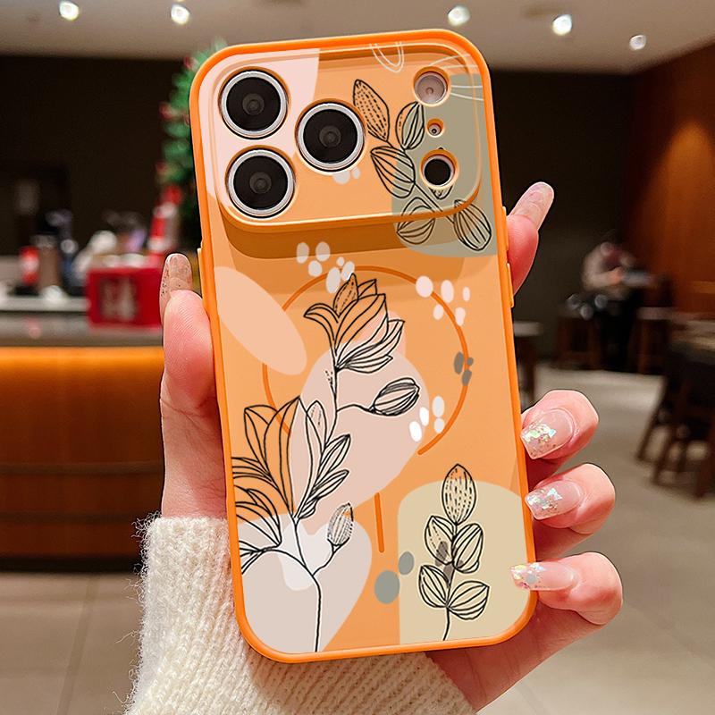 White Magnolia Flower Pattern Case For iPhone 17 Pro Max Magnetic For Magsafe Hybrid Slim Matte Cover For iPhone 16 15 14 13 Pro Max
