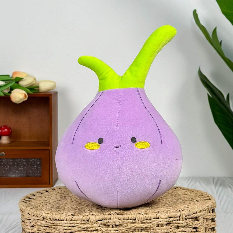 Plyšová panenka s mrkví, roztomilý ovocný polštář, roztomilý lilek, fialová panenka, 8 palcová drápová panenka