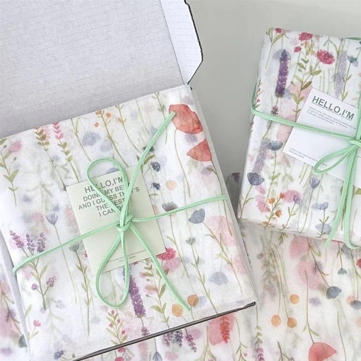 

10pcs Gift Wrapping Paper Floral Tissue Paper Colorful Flowers Printing Flower Bouquet Packaging Party DIY Decoration Paper