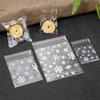 100Pcs Transparent Plastic Bags Christmas Snowflake Self-adhesive Baking Biscuit Cookie Snack Candy Gift Packaging