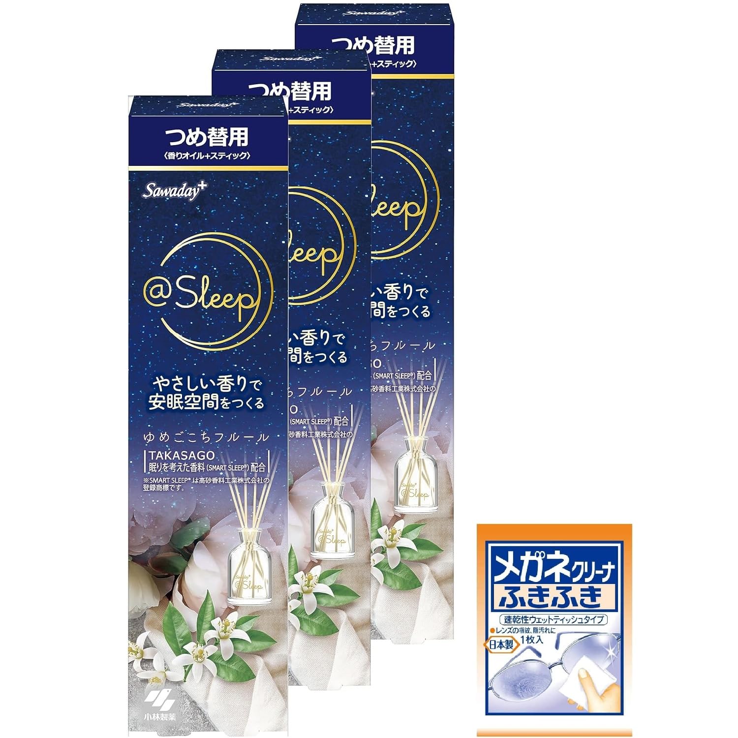 

Sawaday Ароматические палочки пространство для спокойного сна с нежным Ароматические палочки Yumegokochi Fleur Аромат Сменный блок x 3 70 мл Освежитель воздуха для ароматизации помещения синий