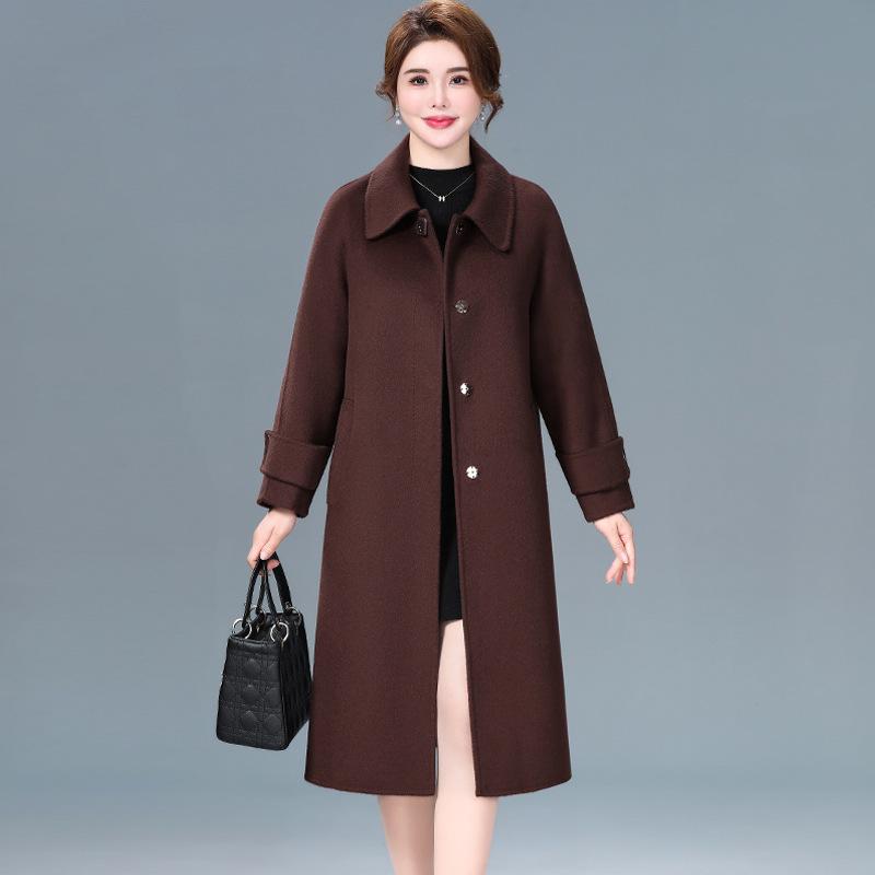 Women's Mid-length Cashmere Wool Coat - Double-Sided, High-End Autumn/Winter 2025 Fashion Outerwear