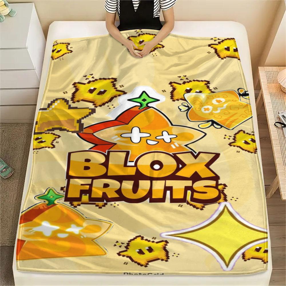 1PC Blox Fruits Patterned Flannel Blanket Suitable For All Seasons for Home Decor Warmth and Comfort Gifts Holiday Present