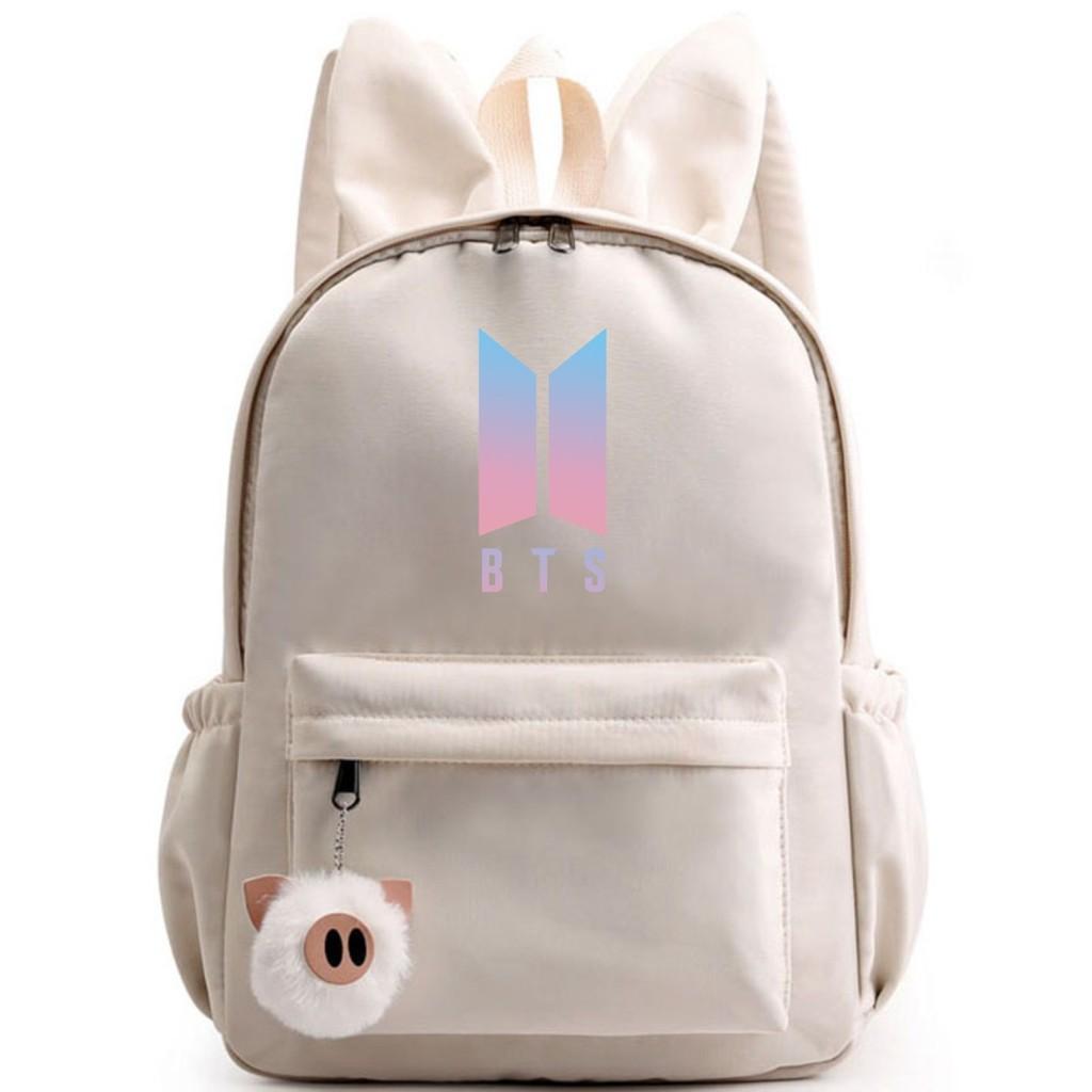 Bunny Kpop Bts Rabbit Ears Backpack Girls School Bags V With Piggy Pendant Plush