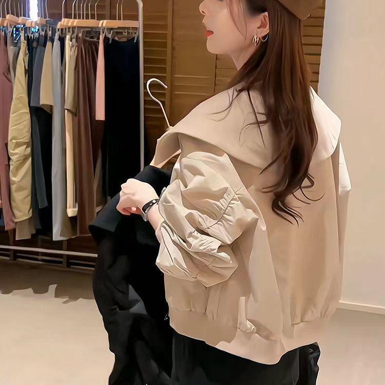 

Куртка с воротником-стойкой для женщин - Весна 2025, Корейский стиль, Повседневная, Маленький размер, Приталенный, Короткий топ S 42-50kg