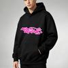 Unisex oversized mikina s kapucí Růžový graffiti potisk s logem Pulovr Streetwear Hip Hop Ležérní Volný střih Párové sladěné oblečení