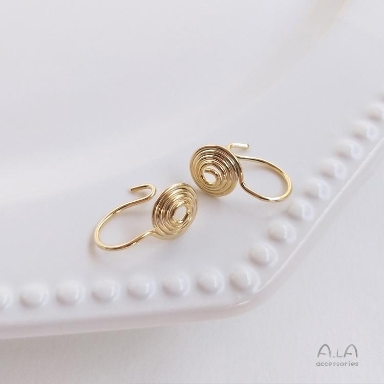 Złoto 14K/18K Klipsy do uszu typu mosquito coil bez przekłuwania - Ręcznie robione kolczyki DIY bez bólu