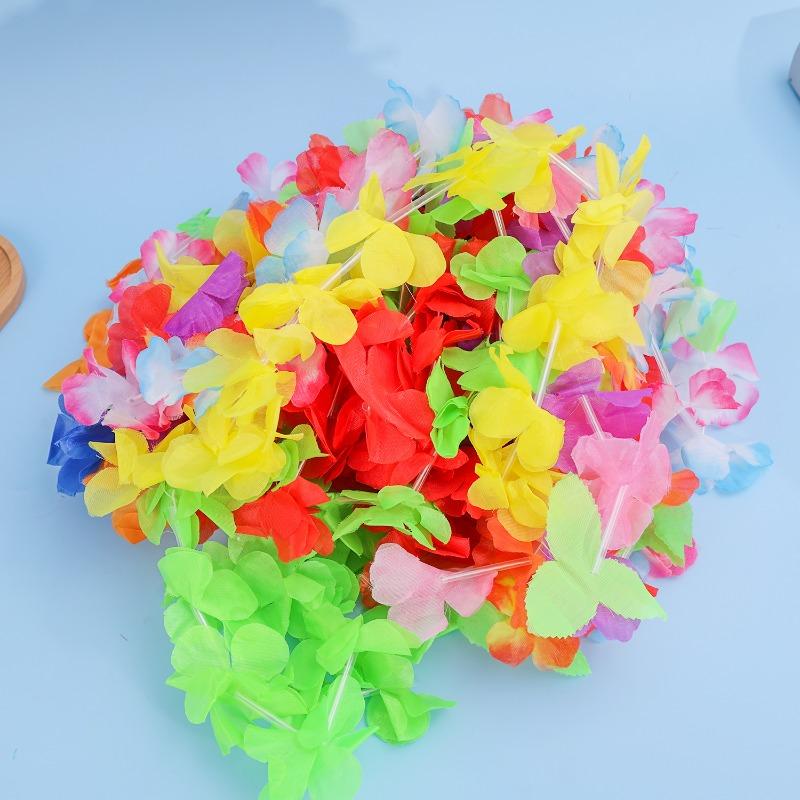 50Pcs Colorful Hawaiian Flower Garland Artificial Tropical Leis for Beach Party and Event Decor