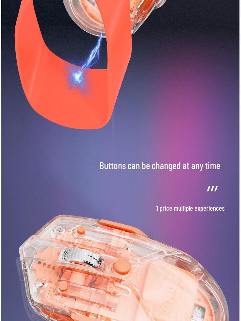 Transparent Luminous Wireless Mouse with Dual-Mode, Marquee Effect, and Magnetic Detachable Feature