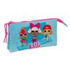 Triple Pencil Case for Children - Safta - 22x3x12 Cm - Blue - Durable Polyester - Triple Zipper - Ultra Lightweight