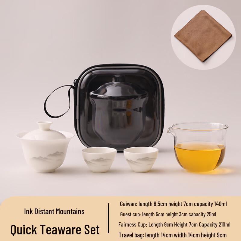 Shangqi Mutton Fat Jade Porcelain Portable Travel Tea Set