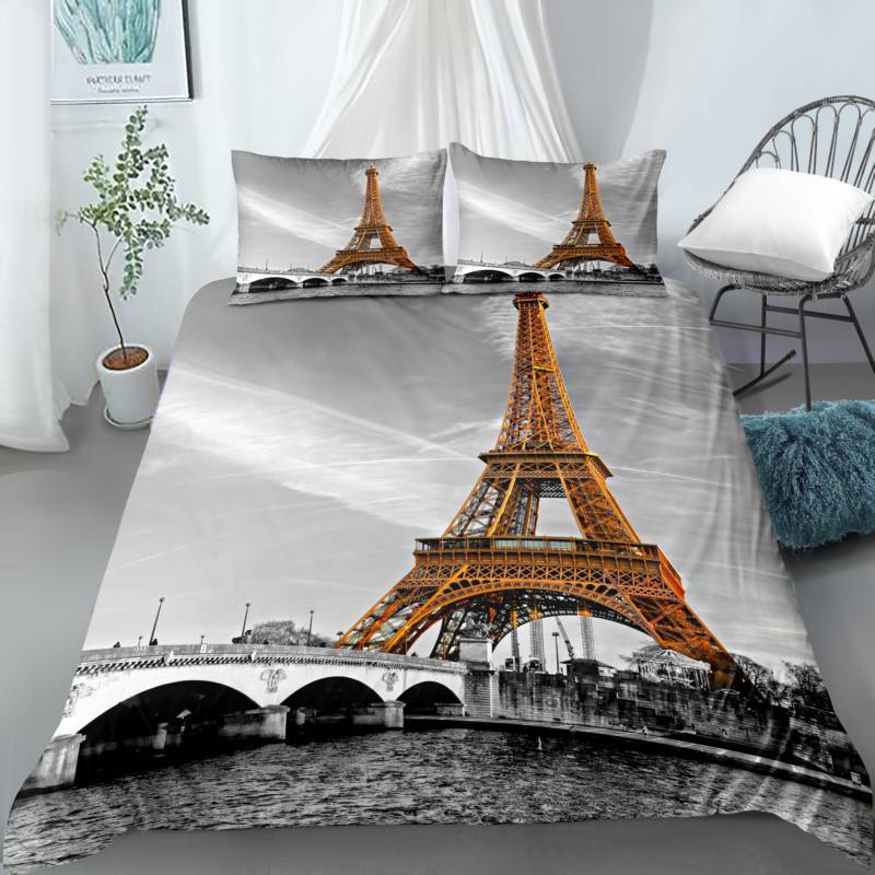 3D Digital Printing Quilt Set Three-Piece British Retro Style