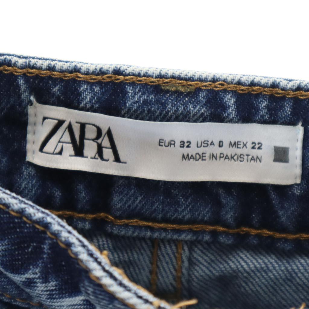 Unused ZARA Tapered Denim Pants 32 Wash Blue Jeans Women Used
