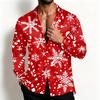 Men's Casual Christmas Shirt Jacket with Turn-Down Collar, Loose Fit, Breathable for Spring and Fall