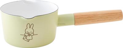 Fuji Emaille Miffy Pastell Milchtopf, 12cm, Induktionskochgeschirr geeignet, Hellgrün, Buchstabe, Miffy Emaille