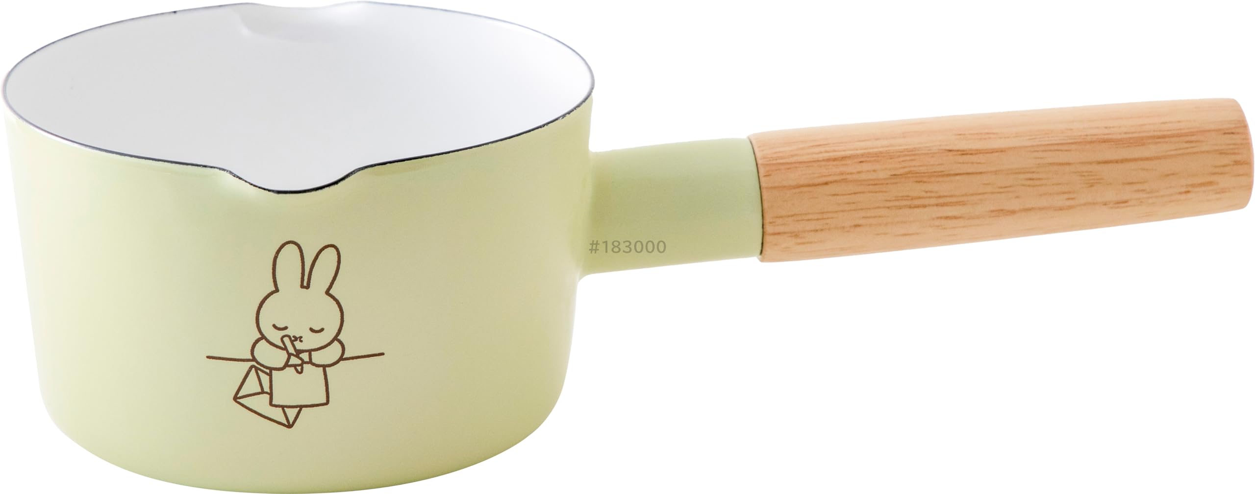 Эмалированная кастрюля Fuji Miffy Пастельное Молоко, 12 см, Совместима с индукционными плитами, Светло-зеленая, Буква, Эмаль Miffy