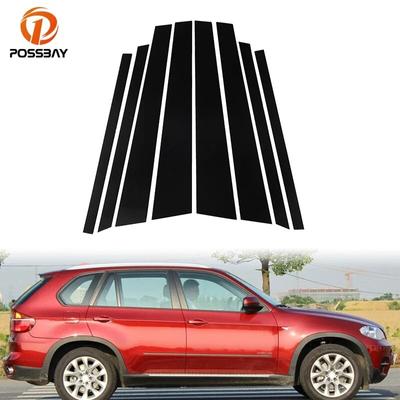 8 piezas/juego para BMW X5 E70 2007-2013 Pilares del Coche Molduras de Recorte de Ventana de Puerta Pegatinas Decoraciones Automáticas Negras Accesorios