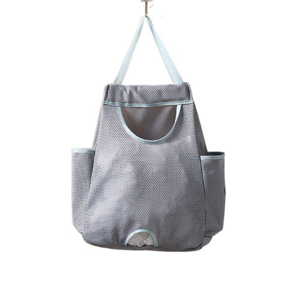 Breathable Garbage Bag Storage Bag Washable Grocery Bags Holder Plastic Bag Dispenser Door Gray-Upgrade
