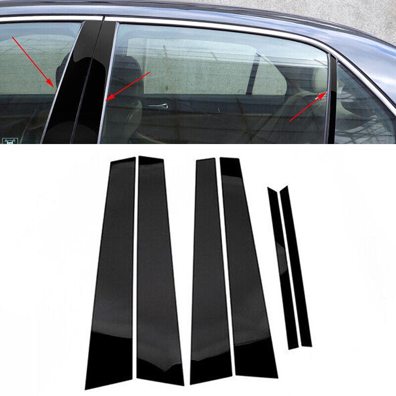 6pcs/set Glossy Black Carbon Fiber Window Door Deal B C Pillar Post Cover Sticker For Honda Accord CM4/5/6/7/8 2003-2007