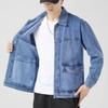 Versatile Denim Jacket Stylish Men's Denim Jacket with Lapel Collar Long Sleeves Large Pockets Fashionable Spring Autumn for Men