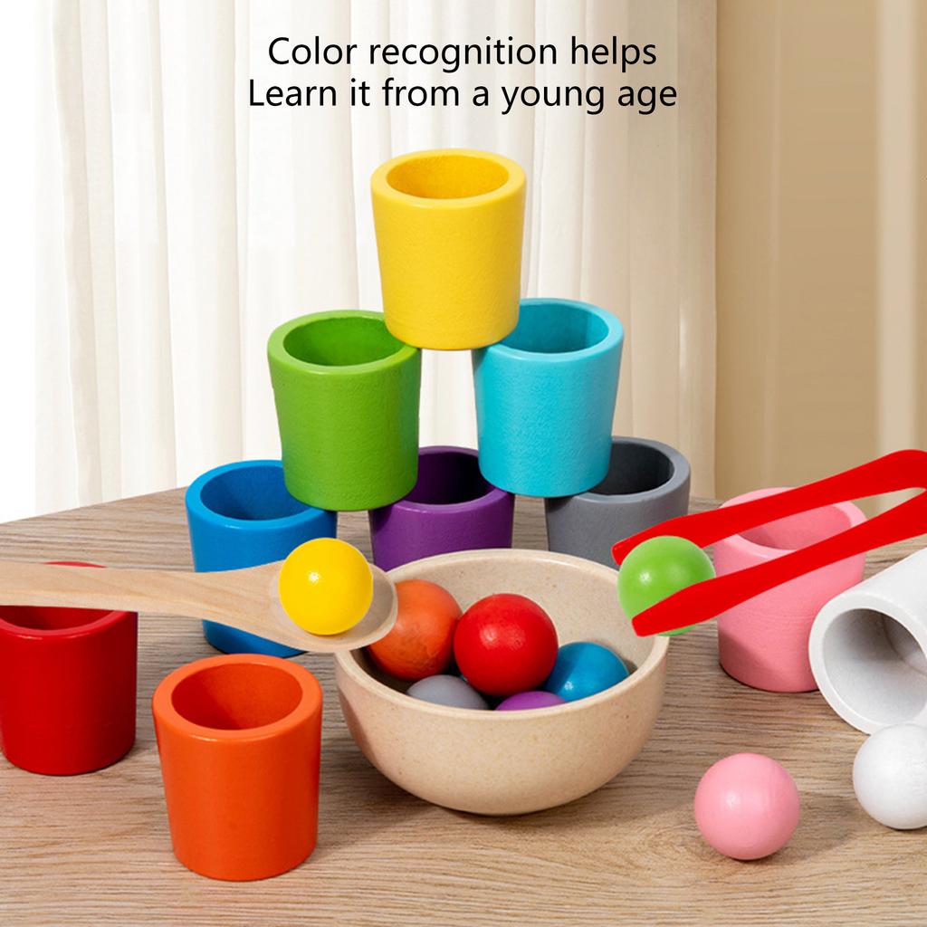 Early Education Set 10 Color Sorting Cup and Balls for Enhancing Children Color Recognition and Classification Skill