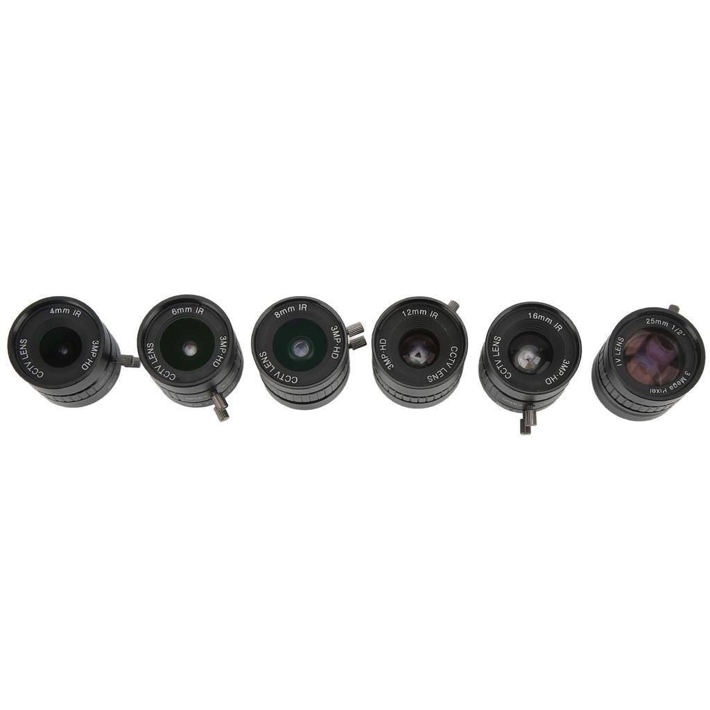 6pcs CS Mount Lens Kit 4mm to 25mm Focal Length 3MP Manual Aperture for Digital Camera