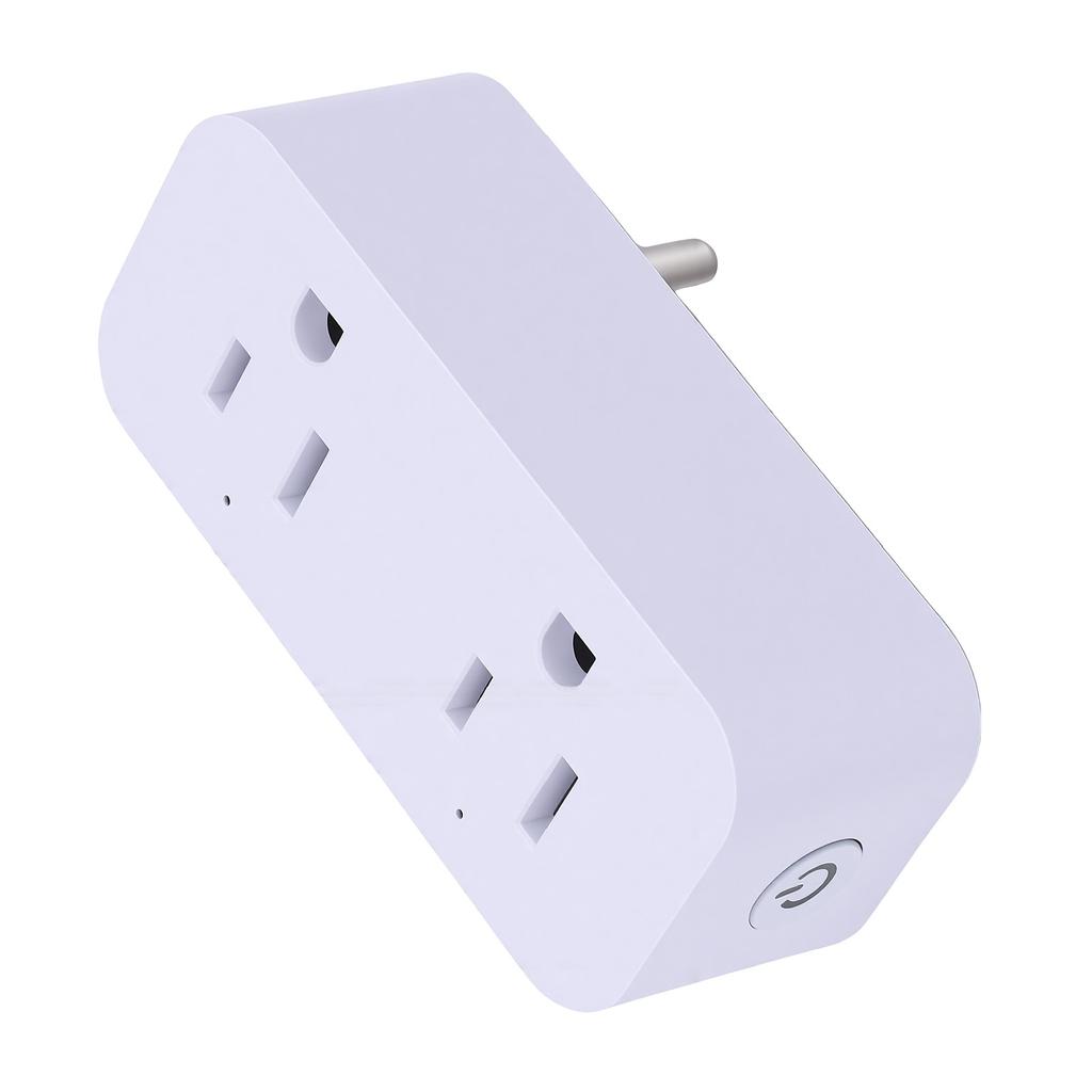 Smart WiFi Plug Dual Outlets 10A Voice Remote Control Socket Timer 2.4GHz Wireless Connection