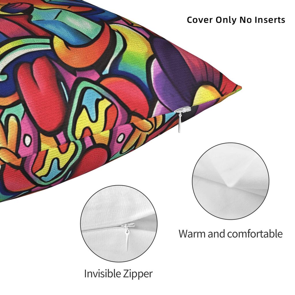 Cartoon Cute Doodle Pillow Cover Soft Cushion Cover Morden Pillow Case For Living Room Sofa