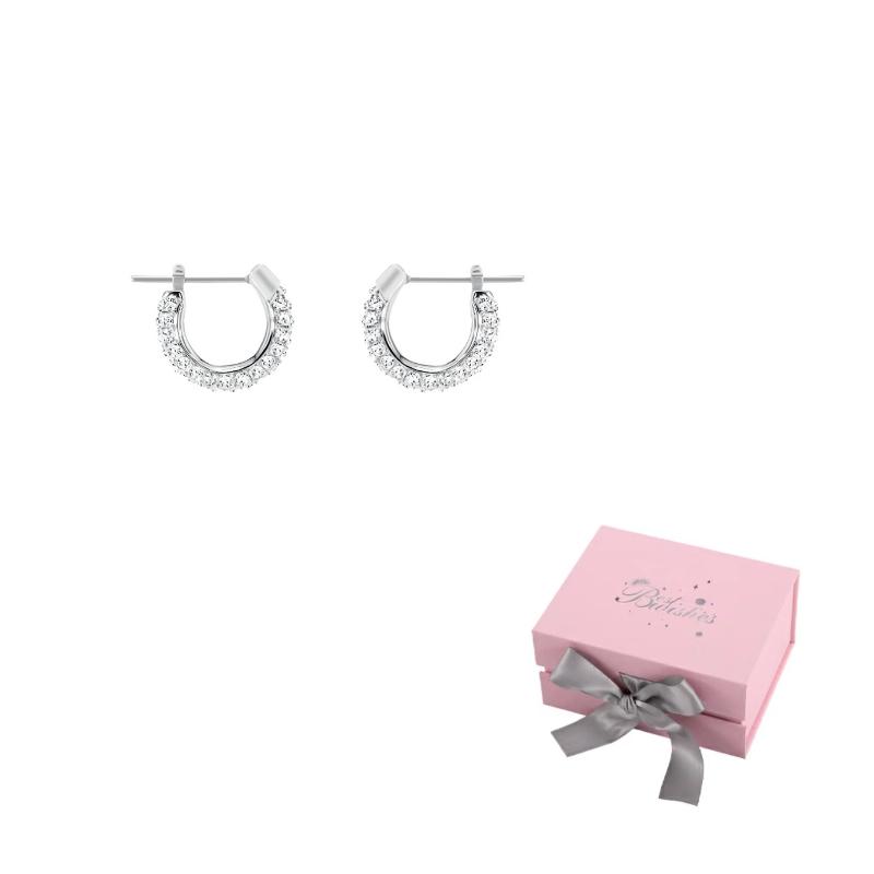 Swarovski Stone Faux Crystal Stone Earrings Womens One Size-Pink bow gift box