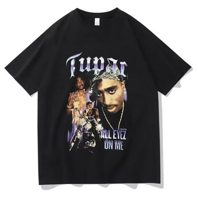 Raper Tupac 2pac Hip-hop Streetwear Koszulka z rękawem oversize 2025 Moda letnia Męska i damska Dziecięca bawełniana koszulka