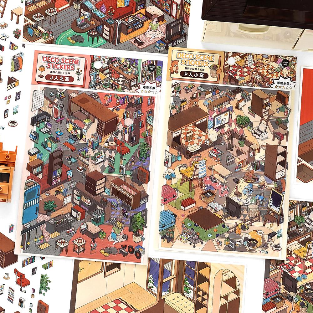 My Little Nest 15.0 Series Kawaii 3D Cartoon Miniature Scene Stickers DIY Hand Pasting Stacking Fun Scrapbook Stickers