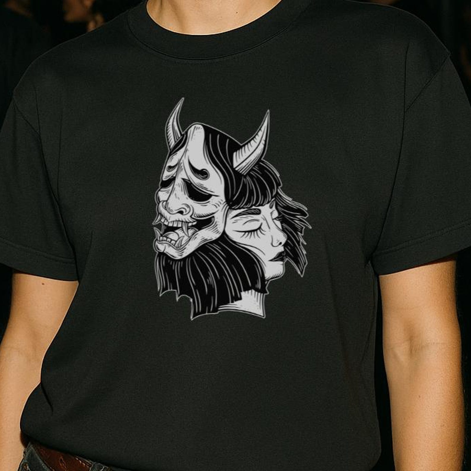 Skull Demon Graphic Tee - Unisex Black Alternative Fashion Shirt S