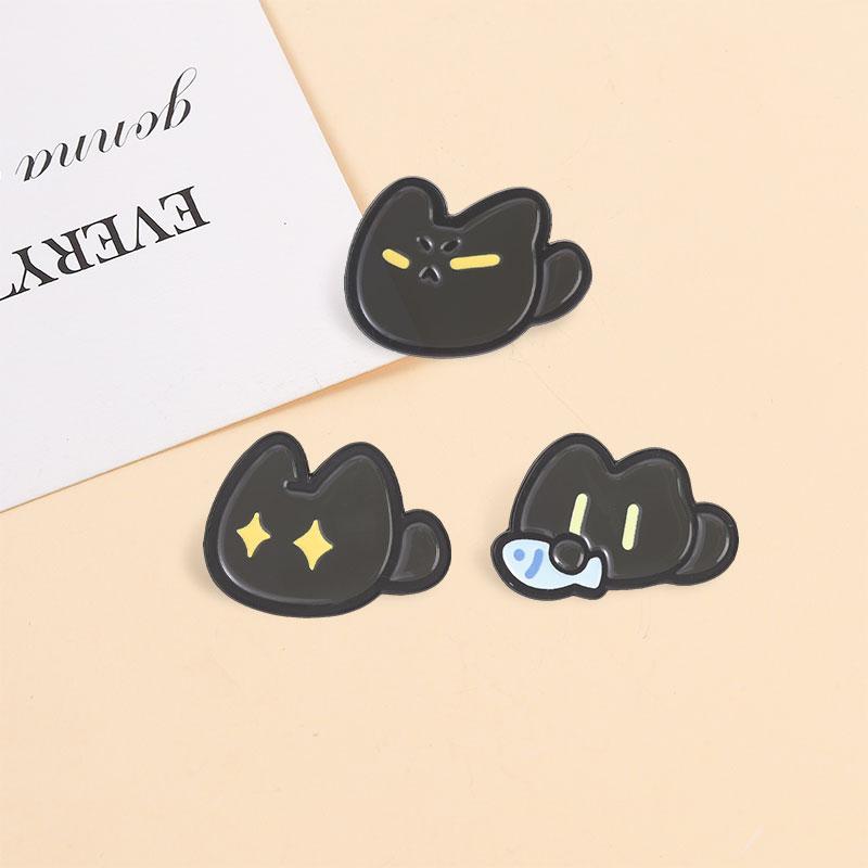 Cutee Black Cat Enamel Pins Cartoon Kitten Void Loading Kawaii Animal Brooches Lapel Backpack Badge Jewelry Gifts for Friends