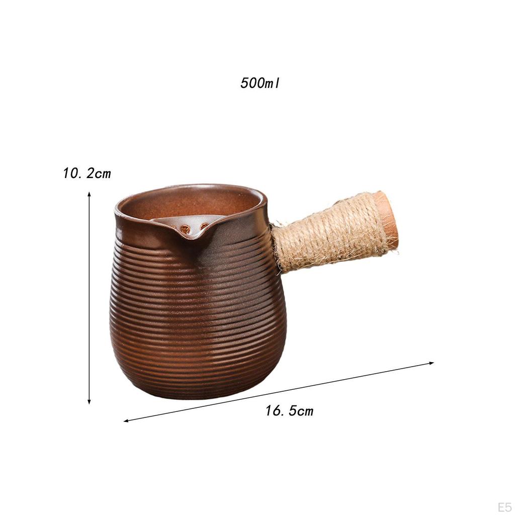 500ml Ceramic Teapot for Boiling Water Durable with Rope Wrapped Handle Tea Maker Lovers