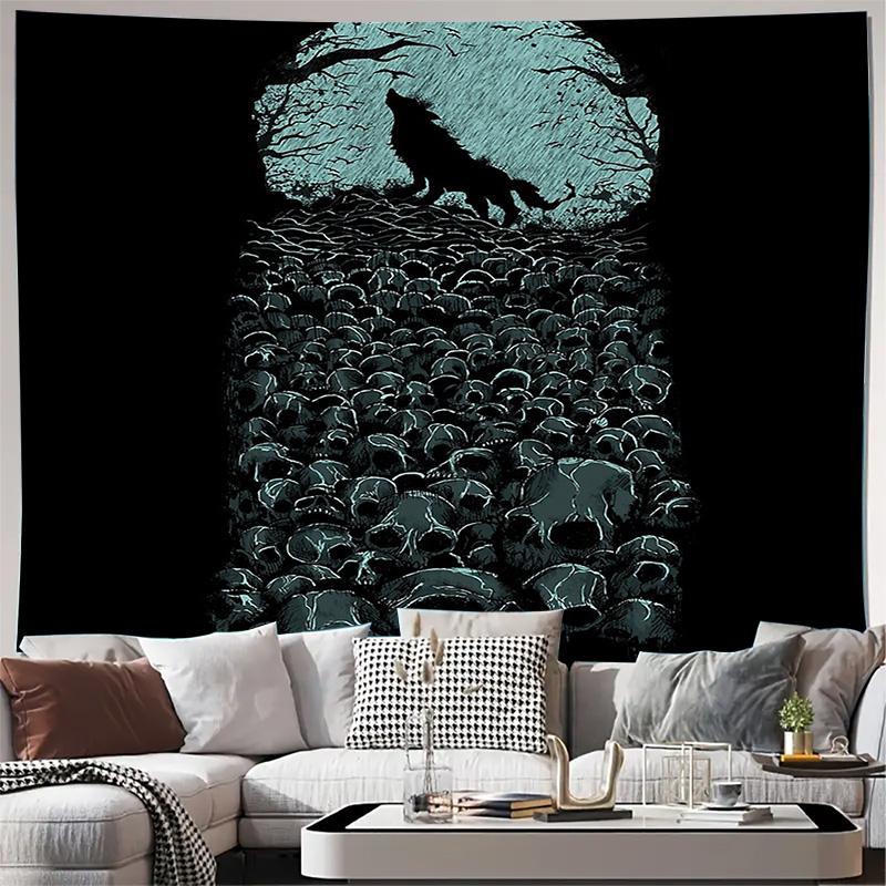 Wolf Moon Tapestry Forest Wall Hanging Nature Landscape Aesthetic Room Decor Bohemian Home Textile Vintage Gothic Art