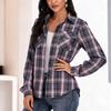 Womens Fall Winter Long Sleeve Plaid Shirt Women