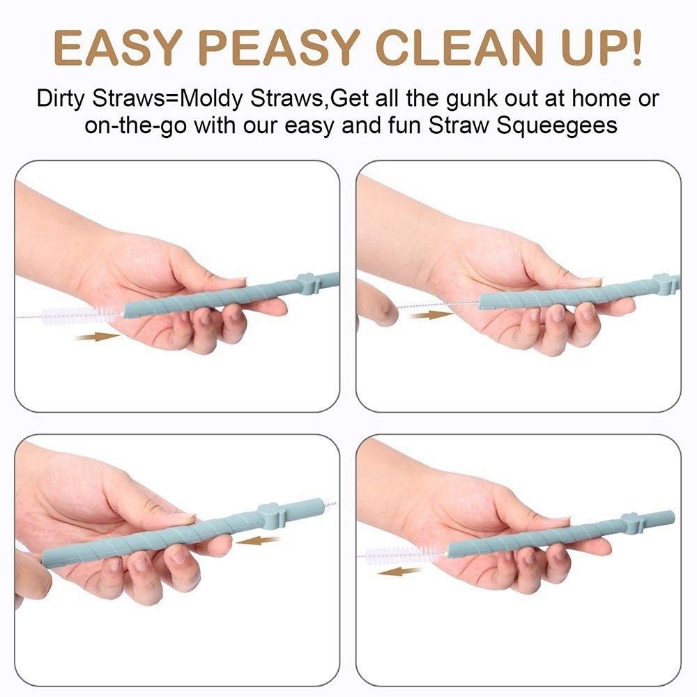 4Pcs Children's Milk Tea Straight Straws Food Grade Reusable Straws Creative Silicone Straws