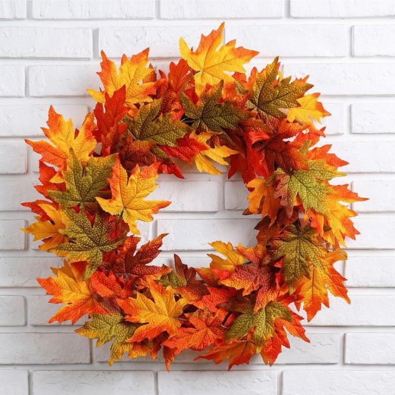 Harvest Wreath With Pumpkins Berries Vine Circle Halloween Thanksgiving Door Decor
