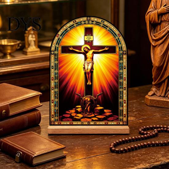 Exquisite Acrylic Table Centerpiece Catholic Statue Ornament, Tabletop Centerpiece, Freestanding Christian Unique Office Desk Accessories Religious