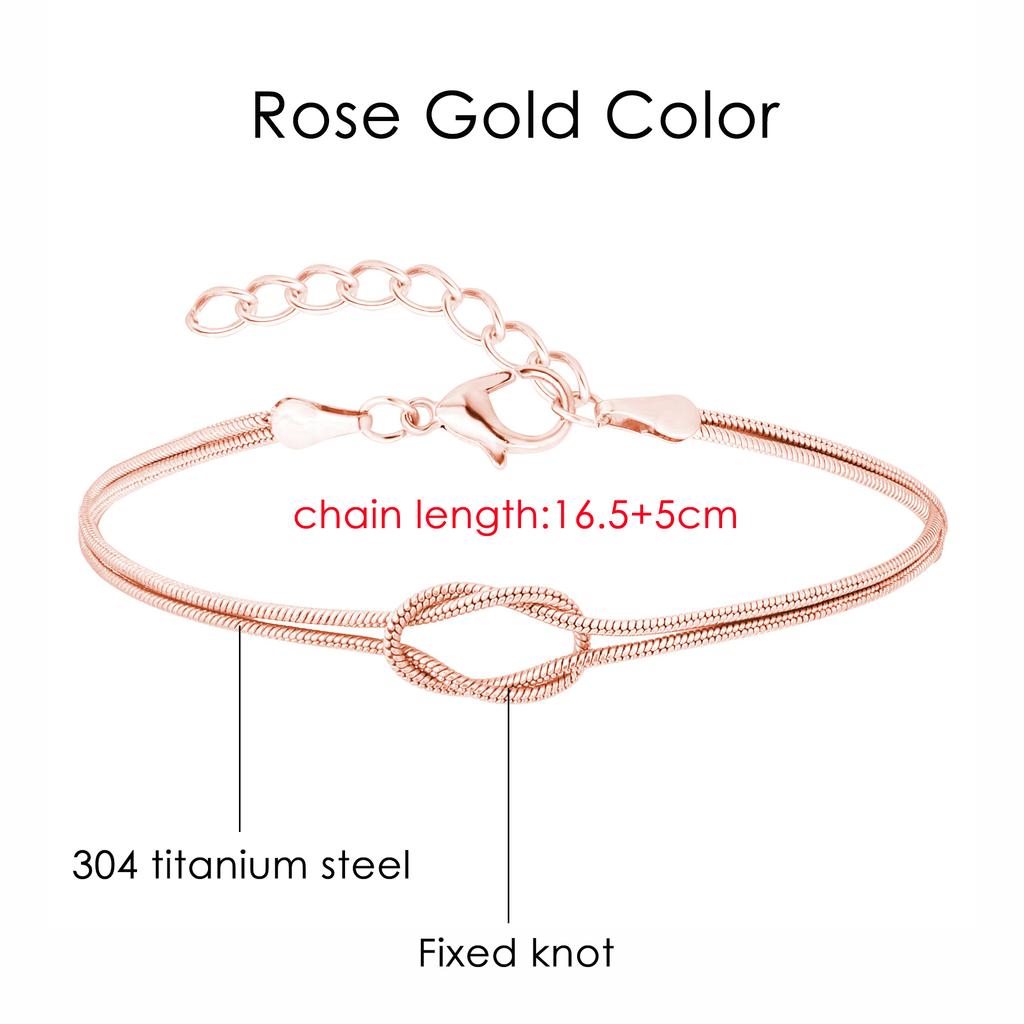 Knotted Snake Chain Bracelet For Couple Stainless Steel Gold Color Handmade Knot Hand Accessories Valentine's Day Jewelry Gifts