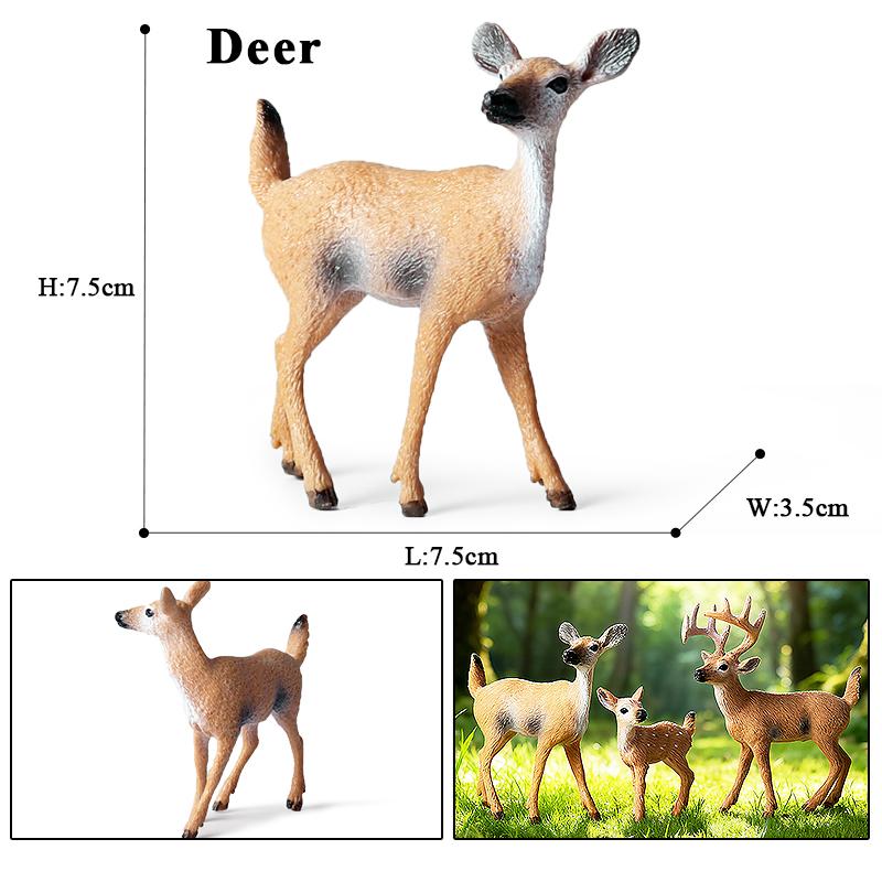 Oenux Forest Deer Animals Simulation Wild White-Tailed Elk Action Figures Moose Figurines Model Decoration Toy Kids Xmas Gift