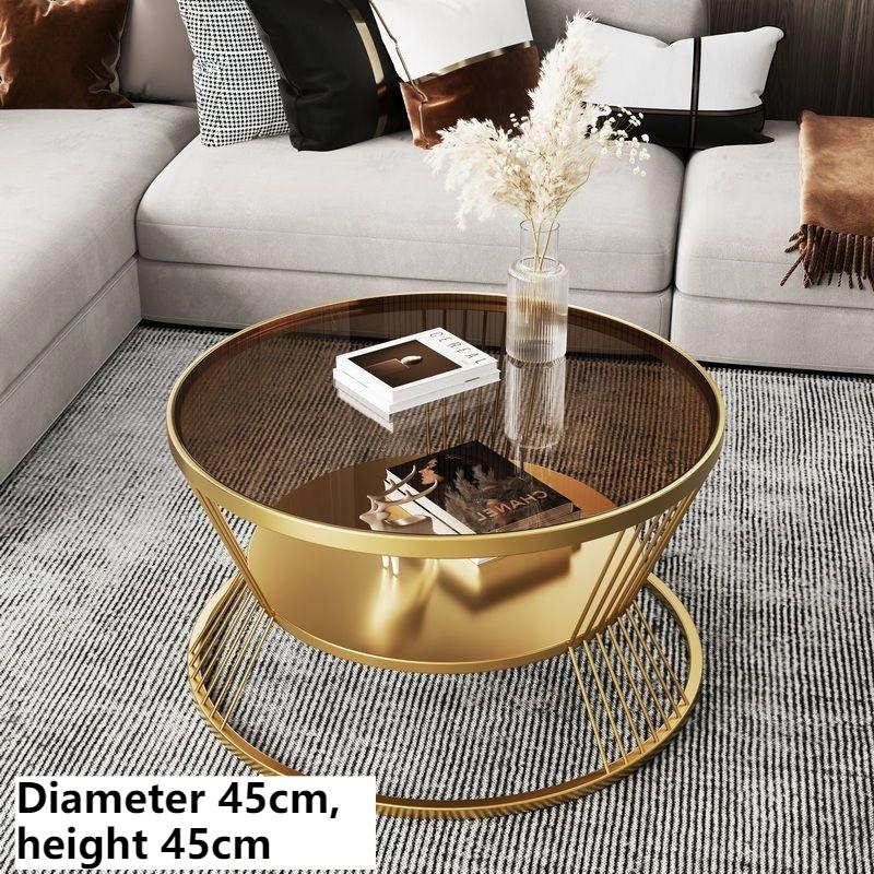 Tempered Glass Coffee Table Round Living Room Center Tables Modern Luxury Storage Coffee Tables Minimalist End Table Furniture