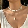 Bohemian Ceramic Small Fish Starfish Chain Necklace for Women Handmade Beaded Double Layer Necklace Friendship Jewelry GIfts