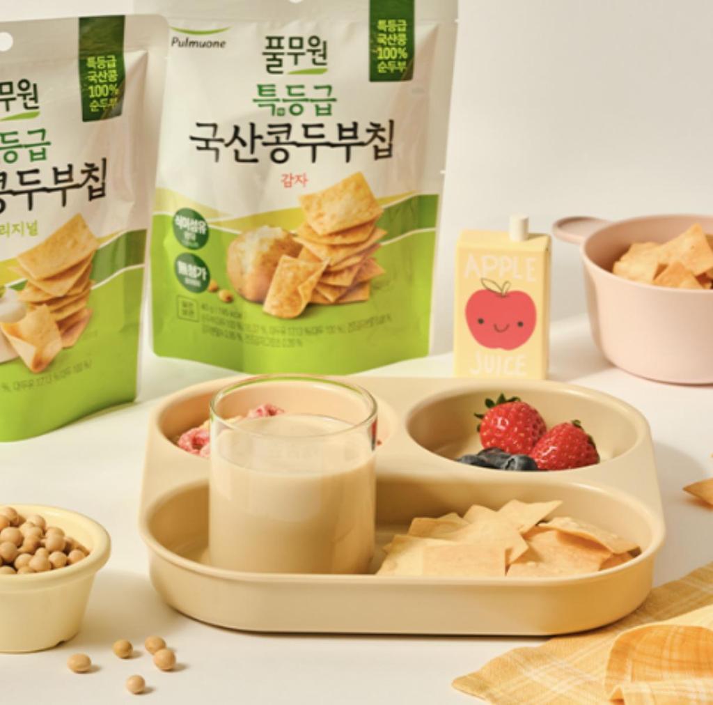 Pulmuone Premium Tofu Chip Original Crispy Savory Snack 40g X 5 Pack
