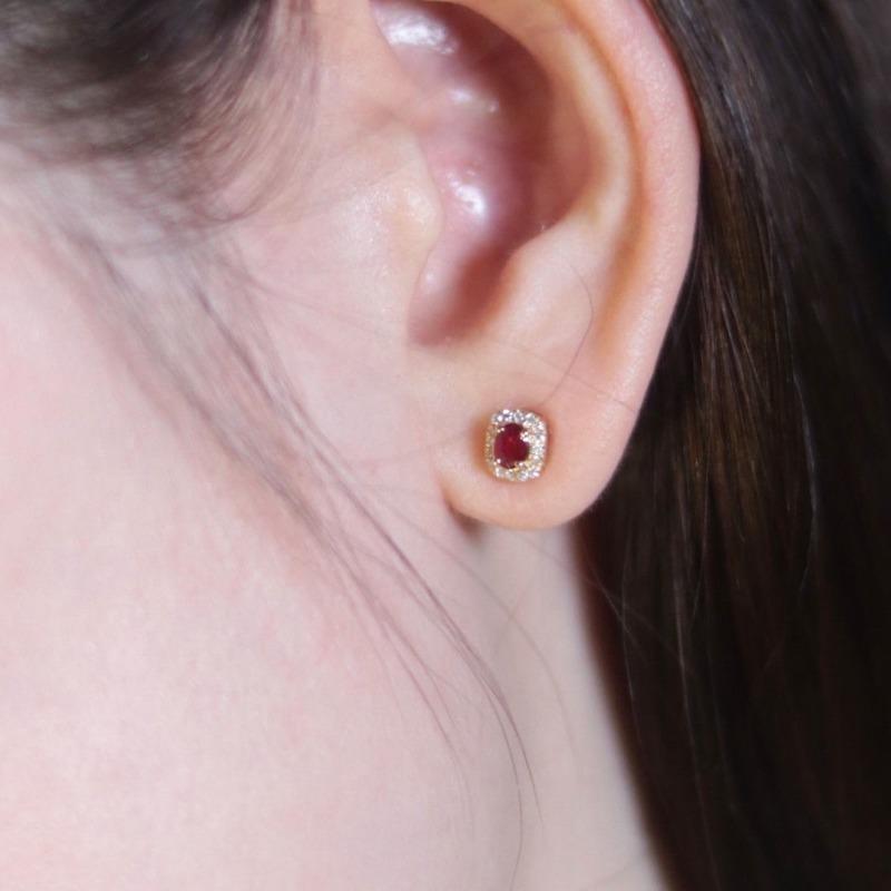 Shining  Inlaid Red Gemstone Crystal Square Earrings For Women New In Exquisite Stud Earings Fashion Party Jewelry