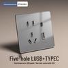 Gray Tempered Glass Smart Switch with Mijia APP Connectivity, Smart Speaker Voice Activation, Zero-Fire Support.