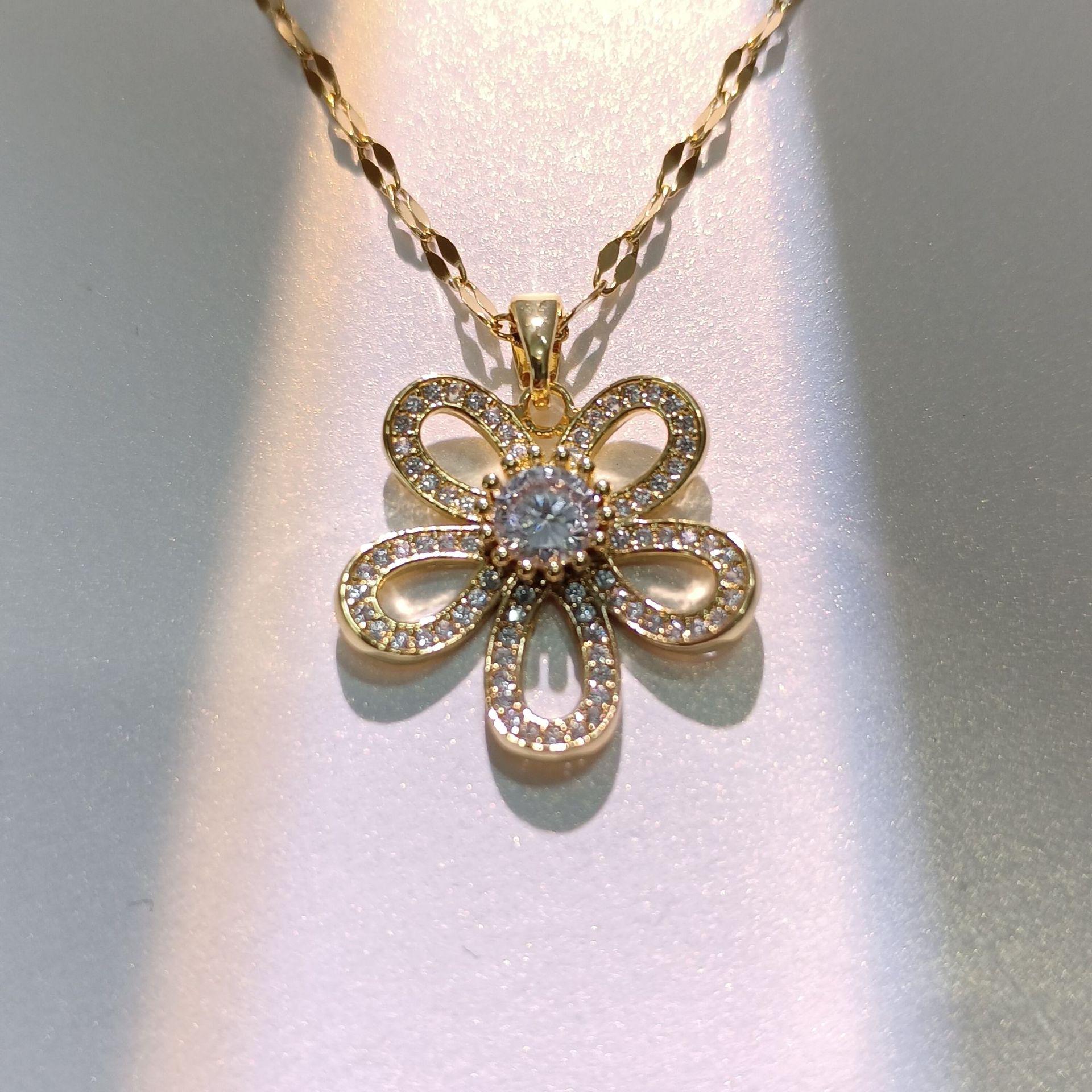 

Ожерелье из титановой стали с бриллиантами от знаменитости из Интернета: Роскошный, не выцветающий, элегантный дизайн для женщин