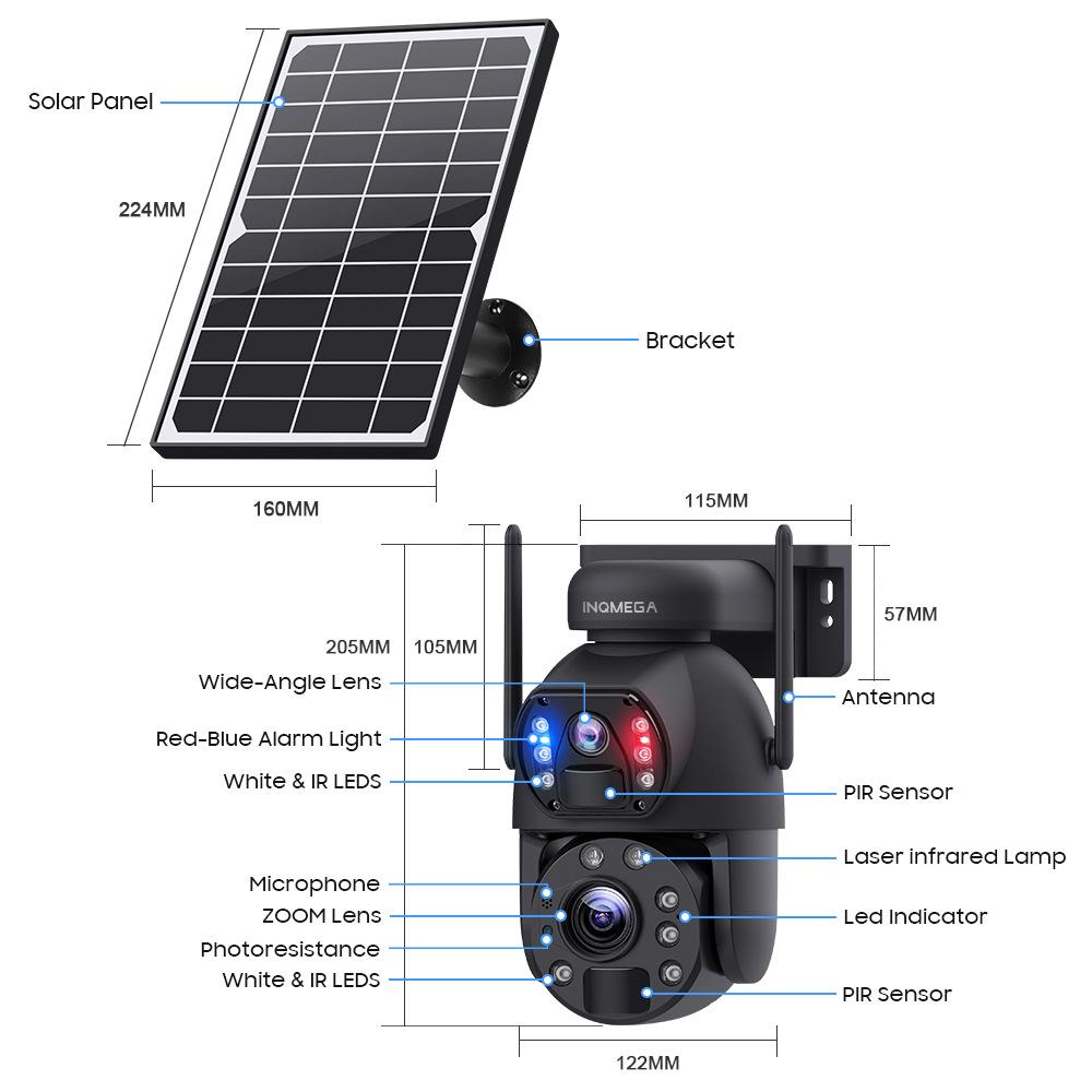10x/20x Zoom 4G/WIFI Solar Powered Camera, HD Night Vision Security Camera, Solar Panel, PIR Human Motion Detection Monitor