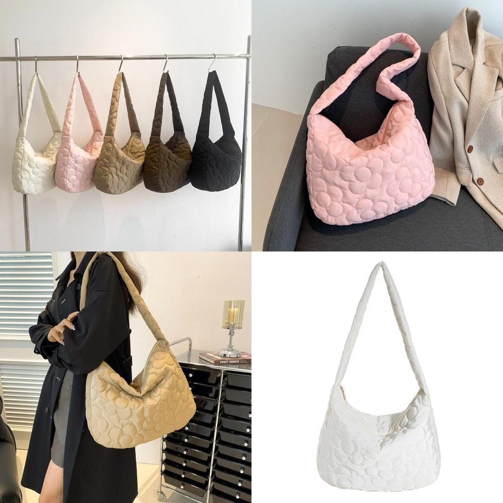 Chic Korean Style Cotton Tote Bag For Women 2023 New Pleated Cloud Bag Autumn Winter